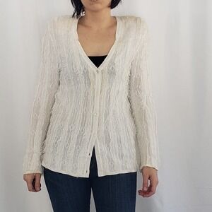 White‎ Fuzzy Cardigan